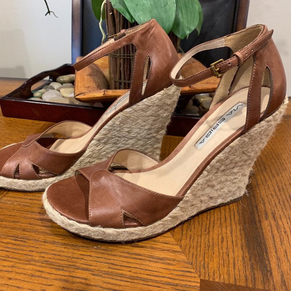 Via Spiga Brown Wedge Espadrilles NEW